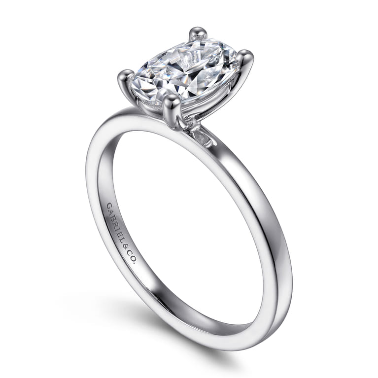 Paula - 14K White Gold Oval Diamond Engagement Ring - Shot 3