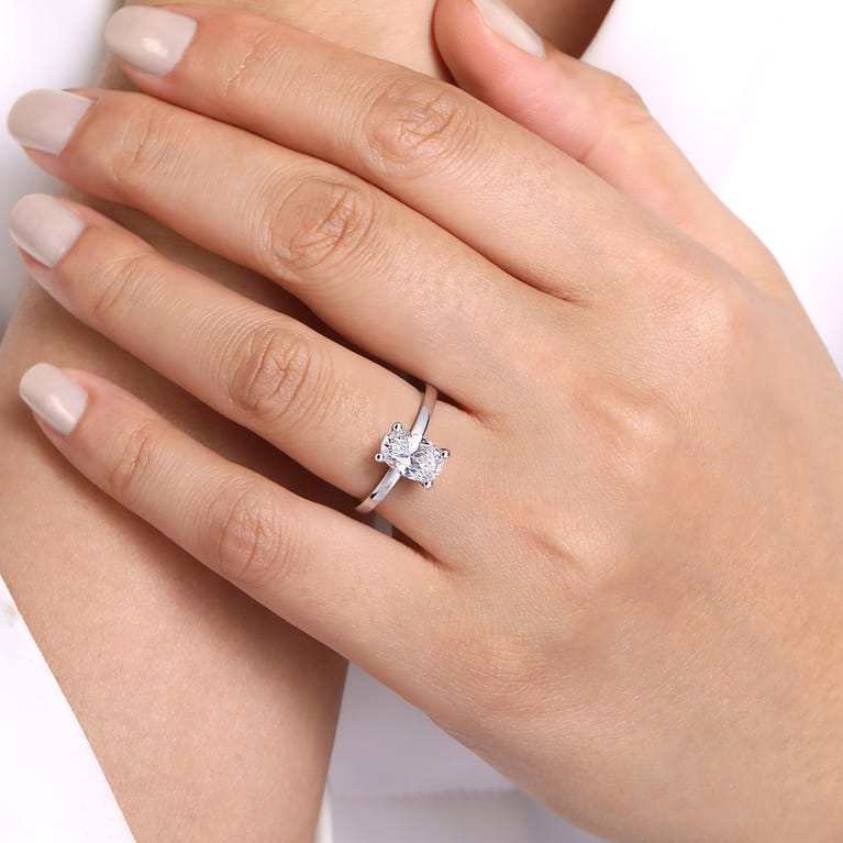 Paula - 14K White Gold Oval Diamond Engagement Ring - Shot 6