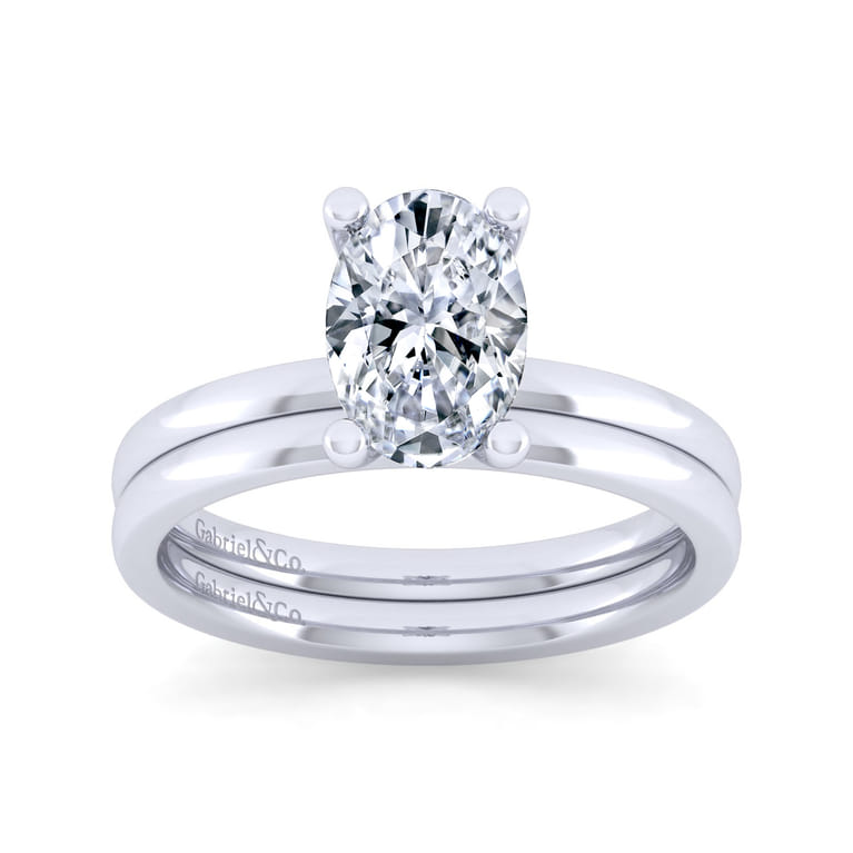 Paula - 14K White Gold Oval Diamond Engagement Ring - Shot 4