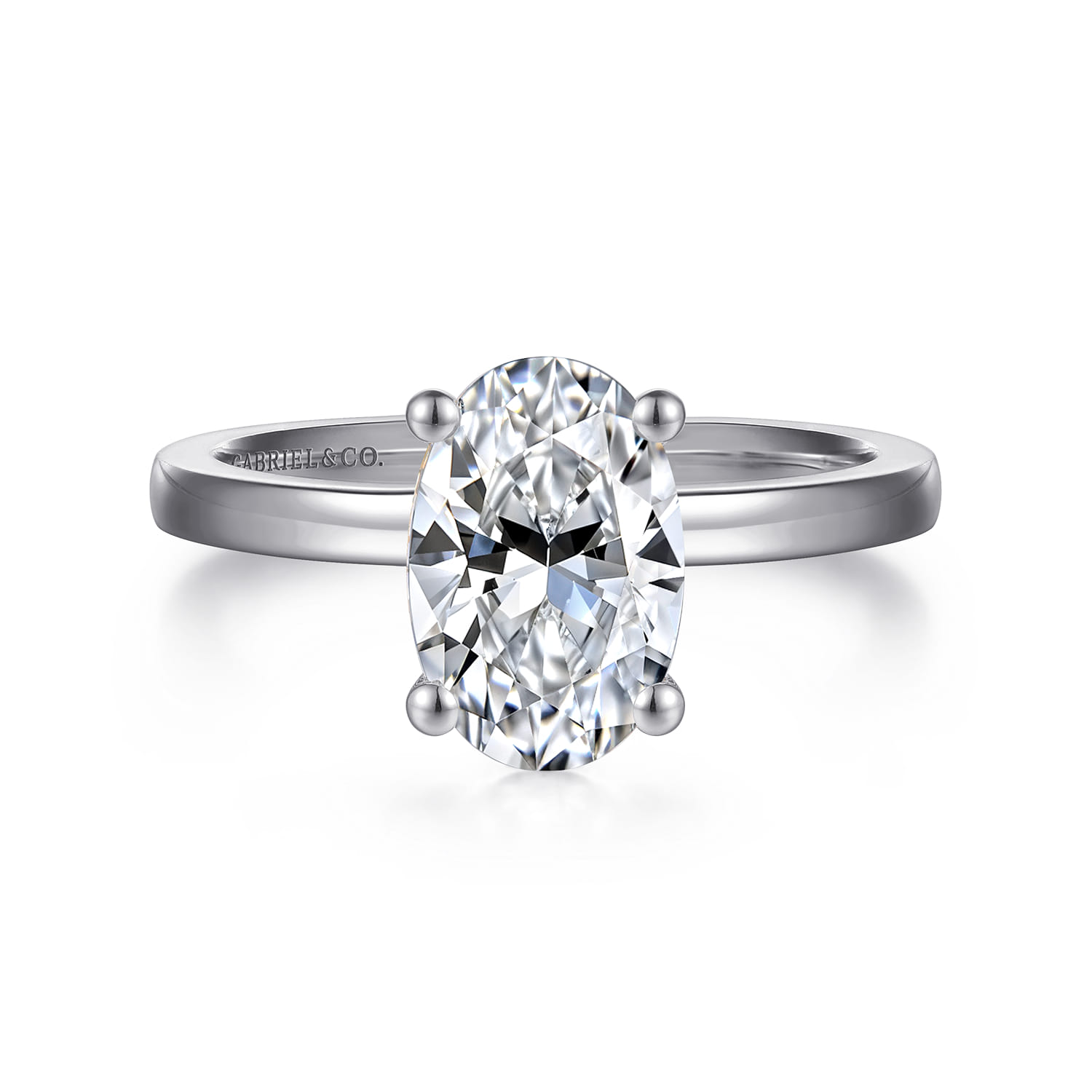 Paula - 14K White Gold Oval Diamond Engagement Ring - Shot 1