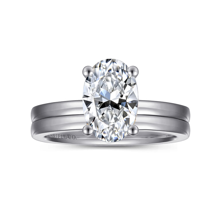 Paula - 14K White Gold Oval Diamond Engagement Ring - Shot 4