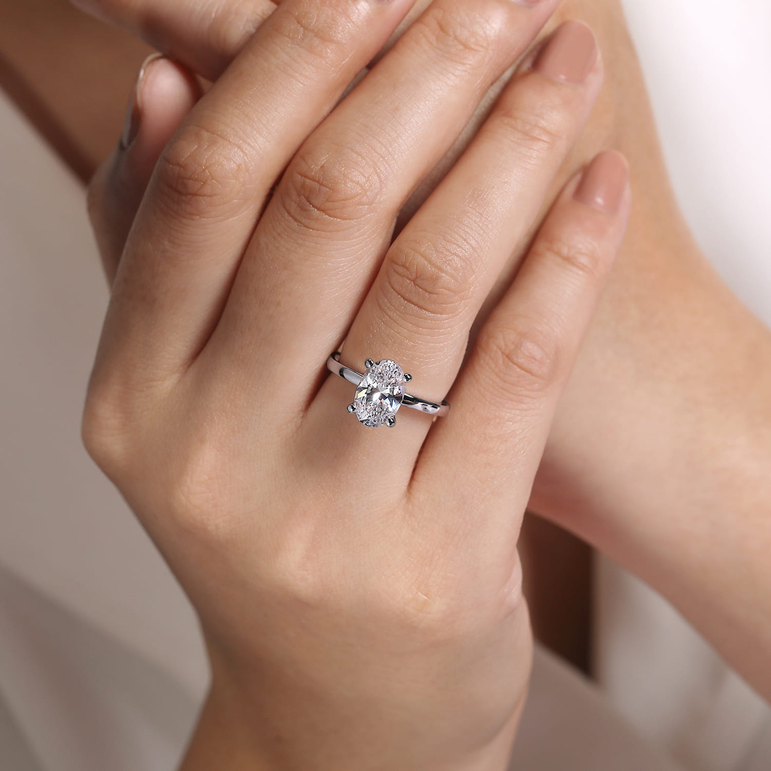 Paula - 14K White Gold Oval Diamond Engagement Ring - Shot 6