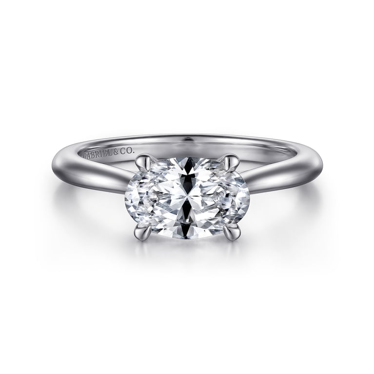 Larissa - 14K White Gold East West Oval Solitaire Engagement Ring
