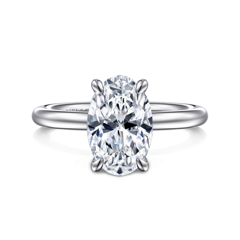 Lark - 14K White Gold Oval Solitaire Engagement Ring - Shot 1
