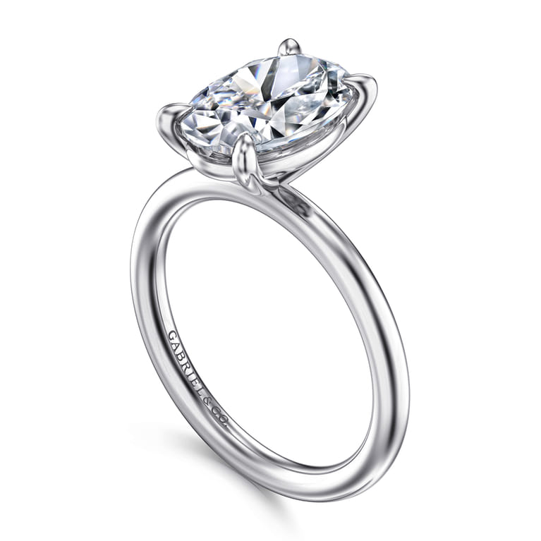 Lark - 14K White Gold Oval Solitaire Engagement Ring - Shot 3