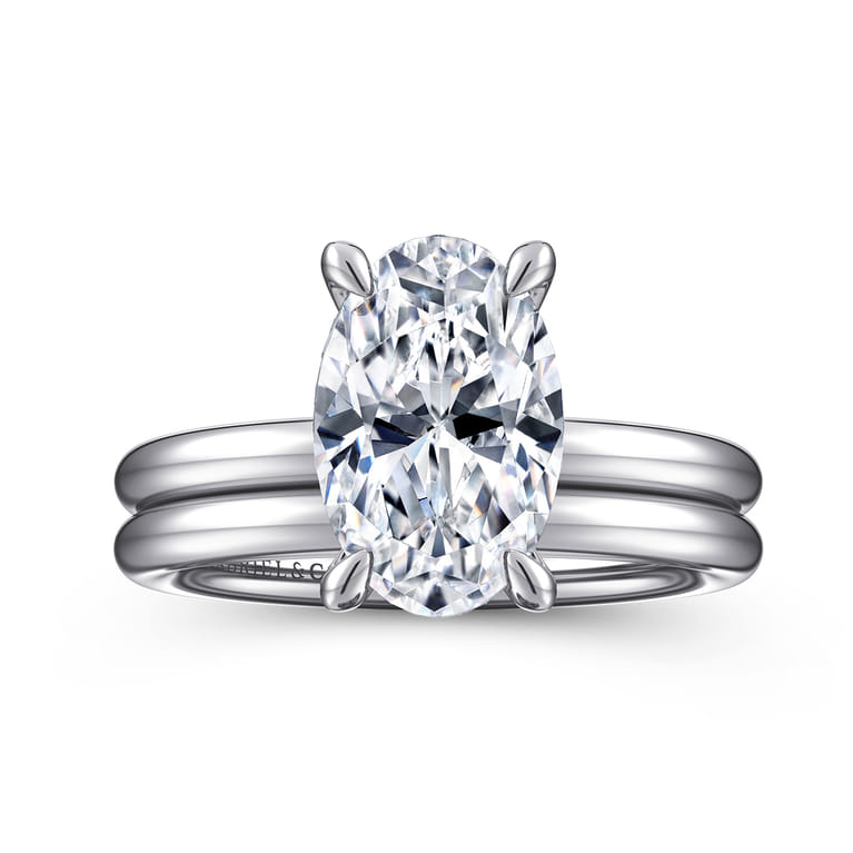 Lark - 14K White Gold Oval Solitaire Engagement Ring - Shot 4