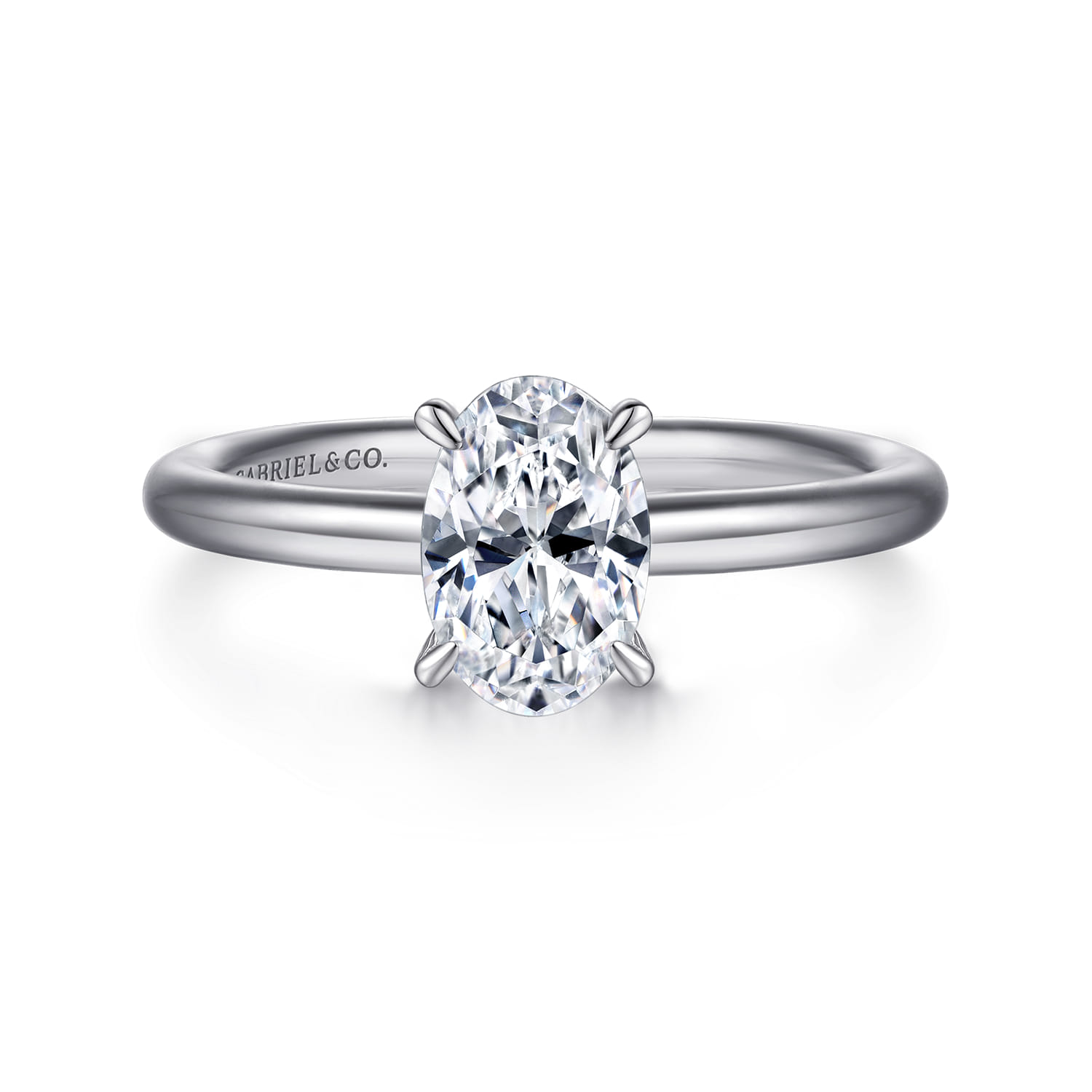 Lark - 14K White Gold Oval Solitaire Engagement Ring - Shot 1