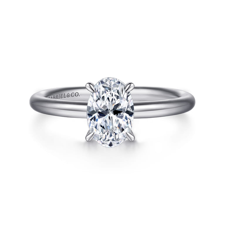 Lark - 14K White Gold Oval Solitaire Engagement Ring - Shot 1