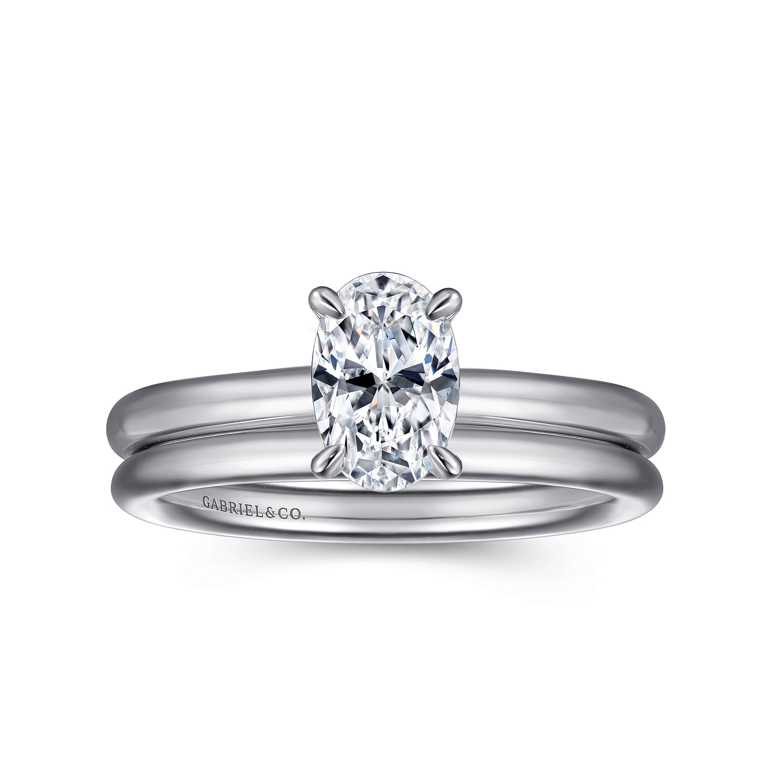 Lark - 14K White Gold Oval Solitaire Engagement Ring - Shot 4