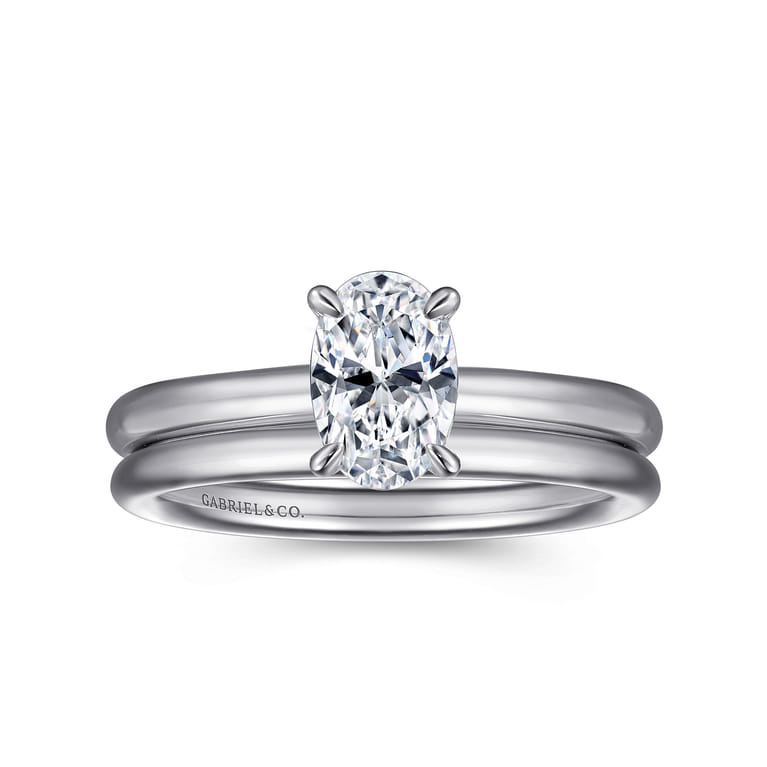 Lark - 14K White Gold Oval Solitaire Engagement Ring - Shot 4