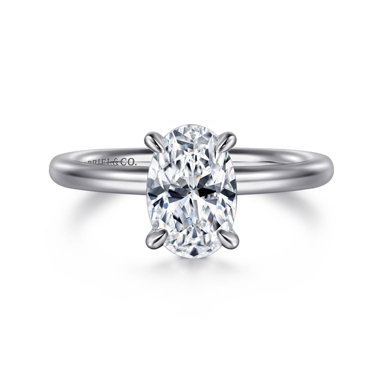 Lark - 14K White Gold Oval Solitaire Engagement Ring - Shot 1