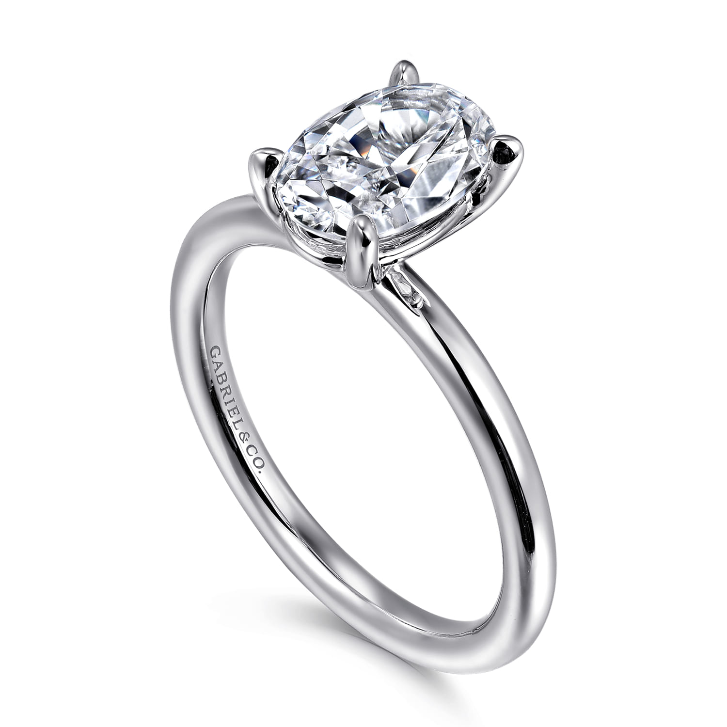 Lark - 14K White Gold Oval Solitaire Engagement Ring - Shot 3