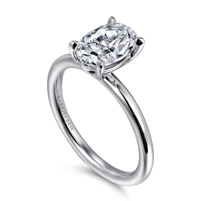Lark - 14K White Gold Oval Solitaire Engagement Ring - Shot 3