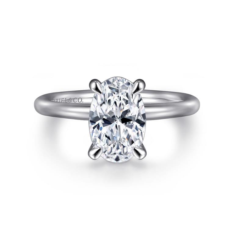 Lark - 14K White Gold Oval Solitaire Engagement Ring - Shot 1