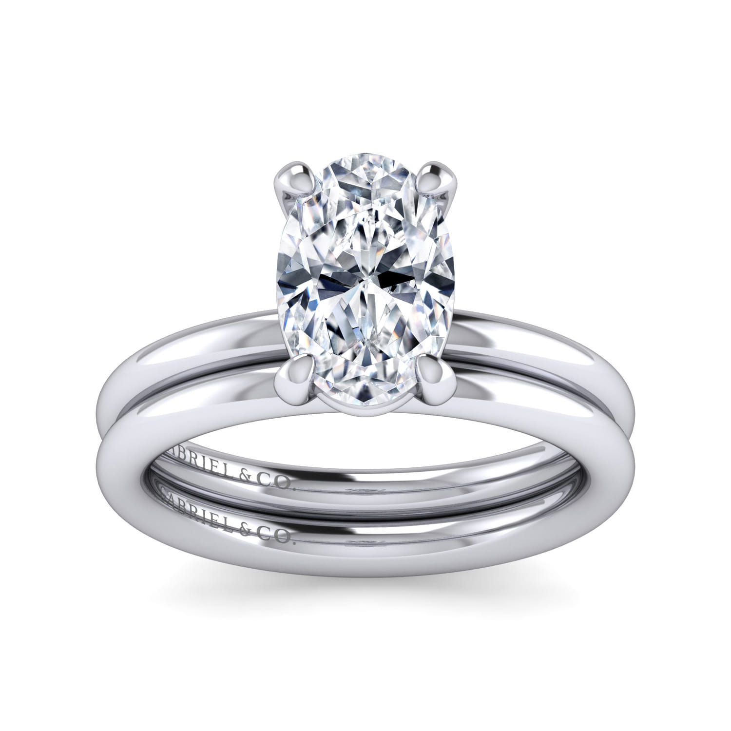 Lark - 14K White Gold Oval Solitaire Engagement Ring - Shot 4