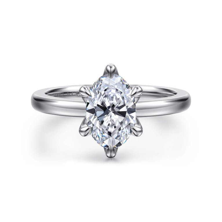 Emma - 14K White Gold Oval Solitaire Engagement Ring - Shot 1