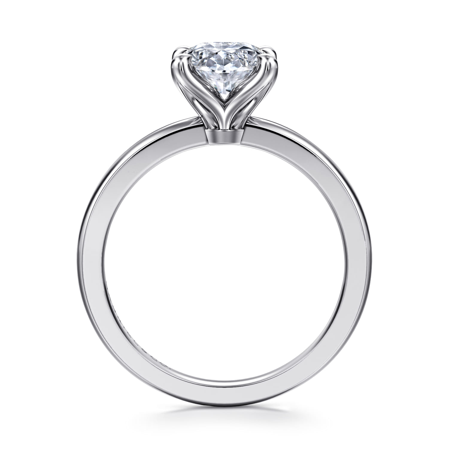 Emma - 14K White Gold Oval Solitaire Engagement Ring - Shot 2