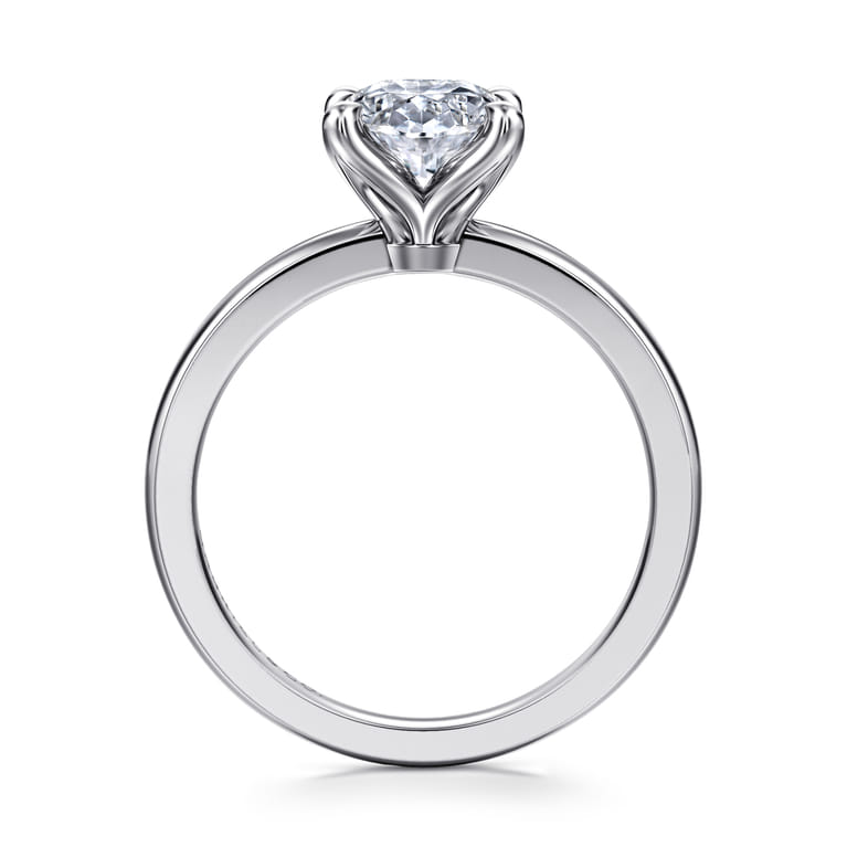 Emma - 14K White Gold Oval Solitaire Engagement Ring - Shot 2