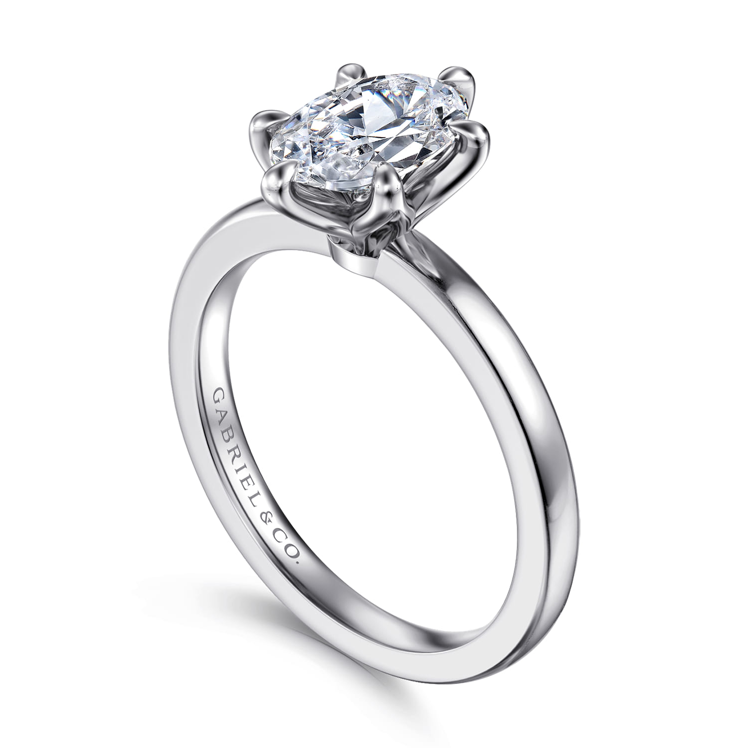 Emma - 14K White Gold Oval Solitaire Engagement Ring - Shot 3