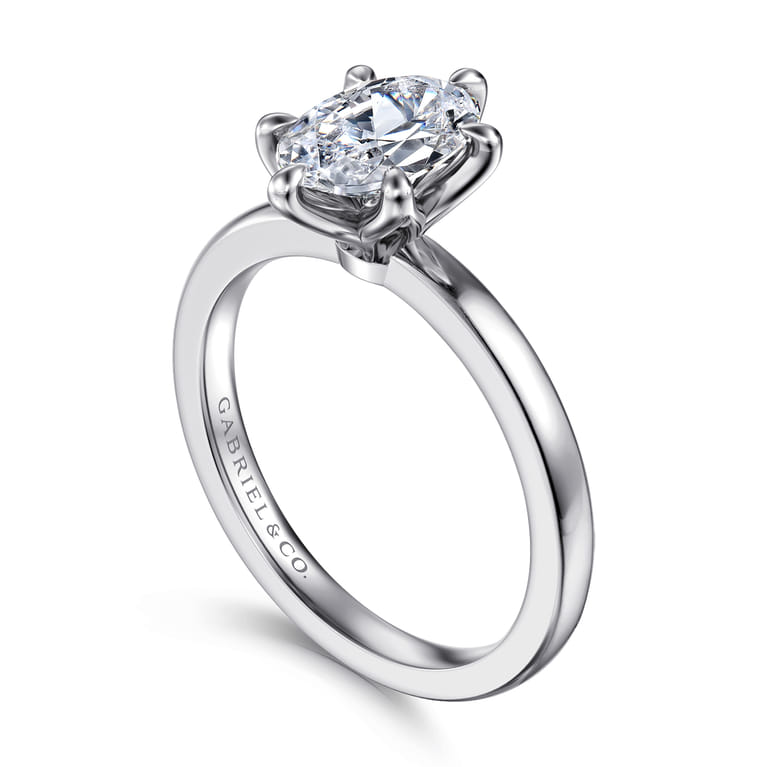 Emma - 14K White Gold Oval Solitaire Engagement Ring - Shot 3