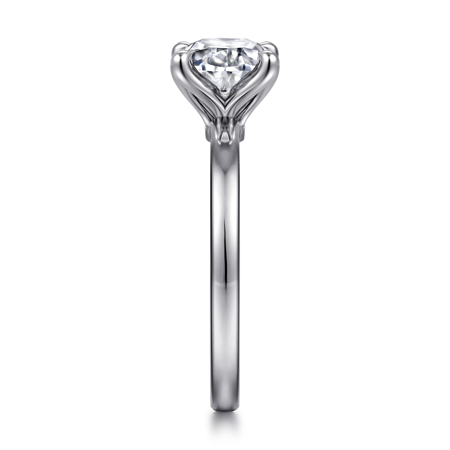 Emma - 14K White Gold Oval Solitaire Engagement Ring - Shot 4