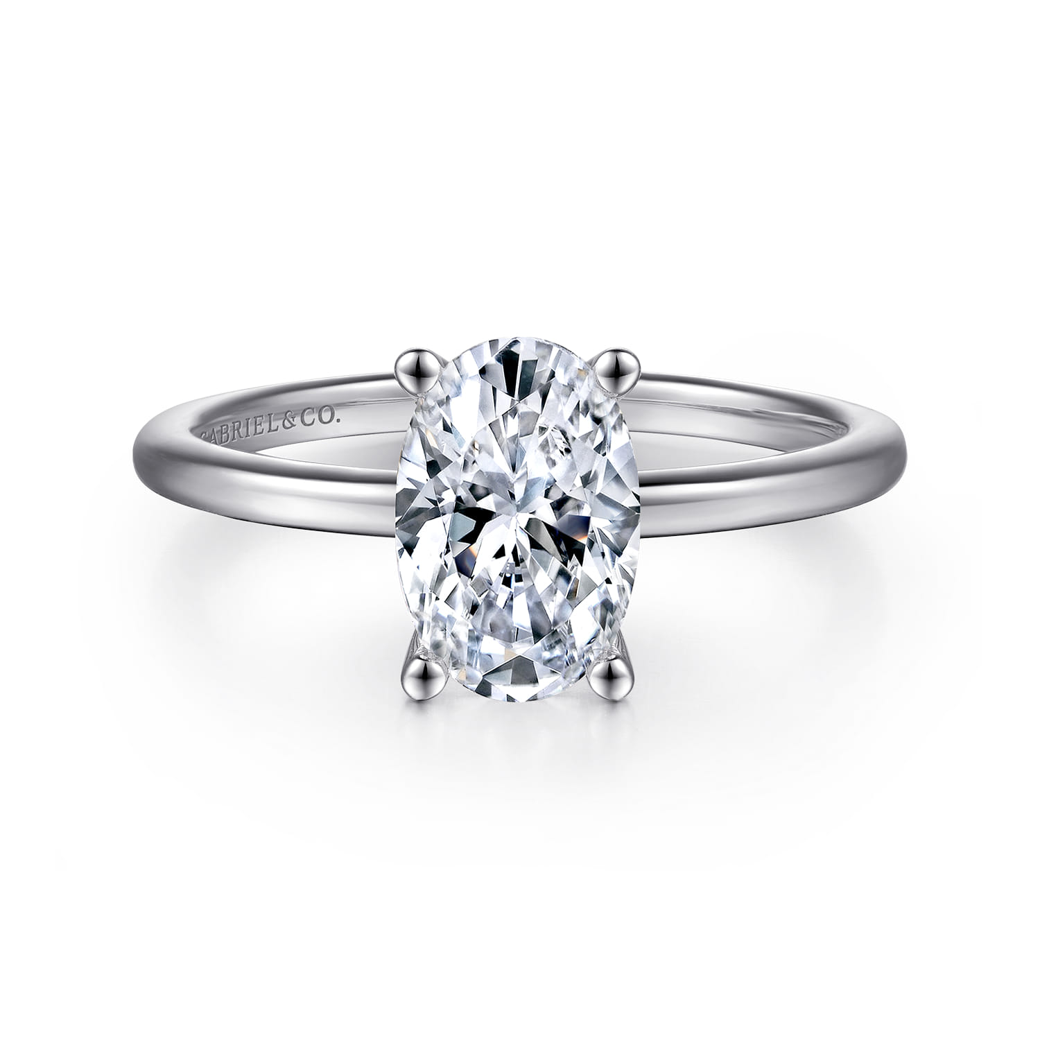 Evelina - 14K White Gold Solitaire Diamond Engagement Ring - Shot 1
