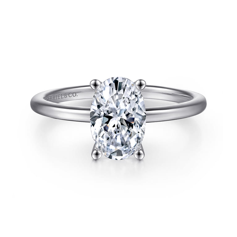 Evelina - 14K White Gold Solitaire Diamond Engagement Ring - Shot 1
