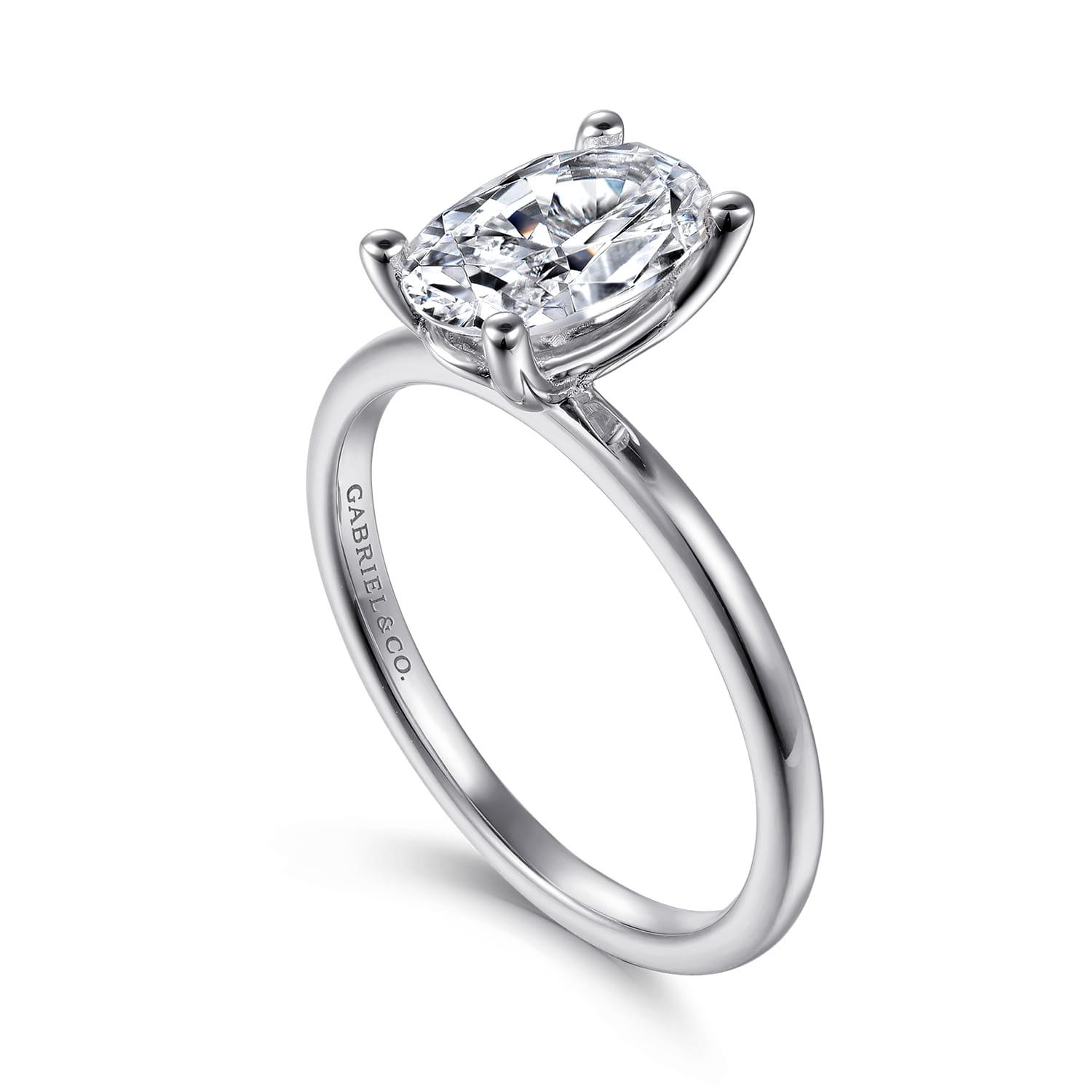 Evelina - 14K White Gold Solitaire Diamond Engagement Ring - Shot 3