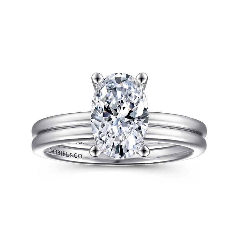 Evelina - 14K White Gold Solitaire Diamond Engagement Ring - Shot 4