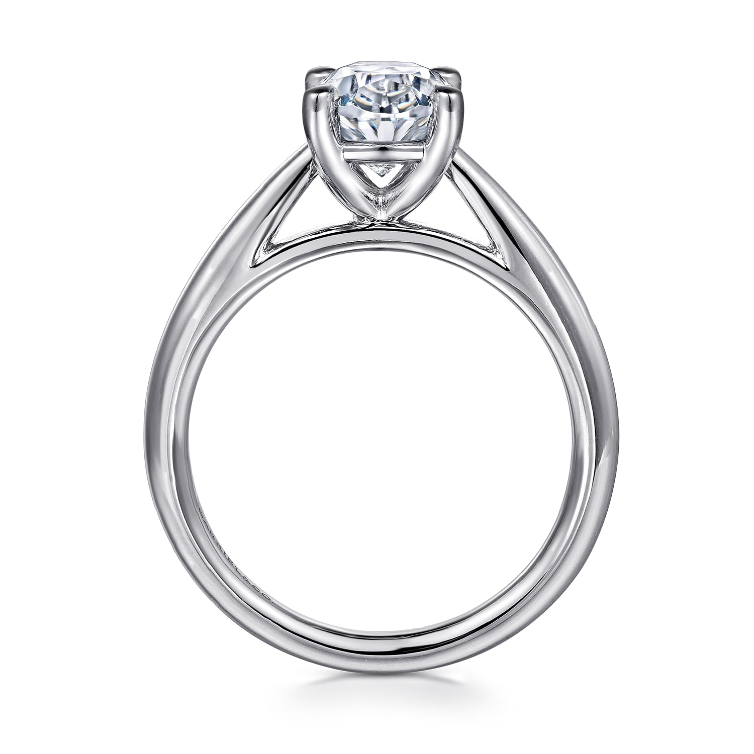 Bambi - 14K White Gold Oval Solitaire Diamond Engagement Ring - Shot 2
