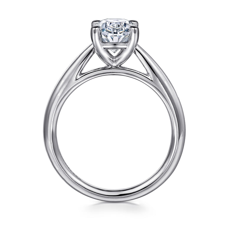 Bambi - 14K White Gold Oval Solitaire Diamond Engagement Ring - Shot 2