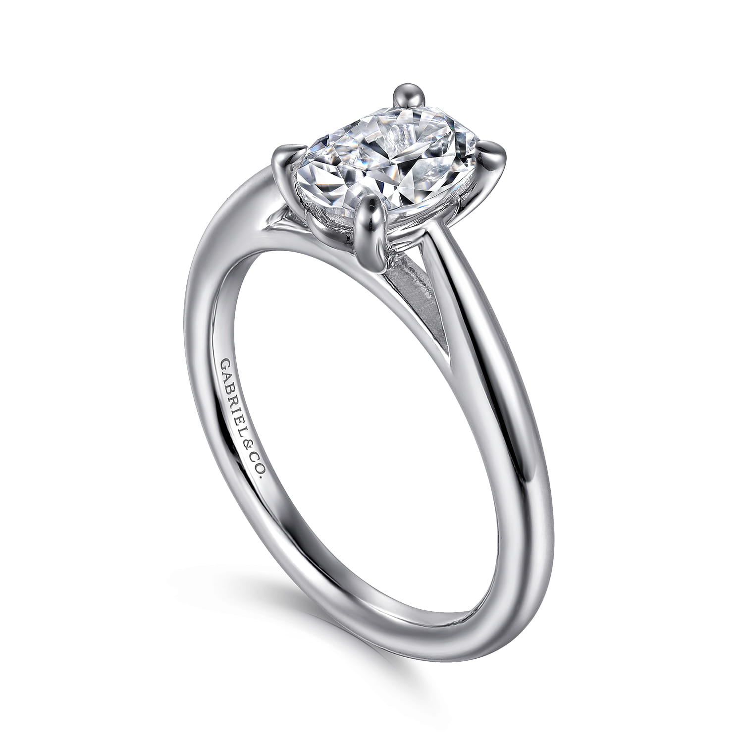Bambi - 14K White Gold Oval Solitaire Diamond Engagement Ring - Shot 3