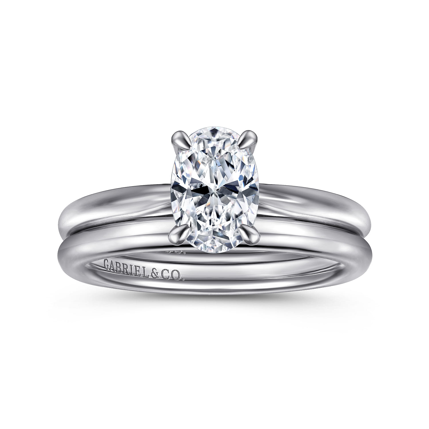 Bambi - 14K White Gold Oval Solitaire Diamond Engagement Ring - Shot 4