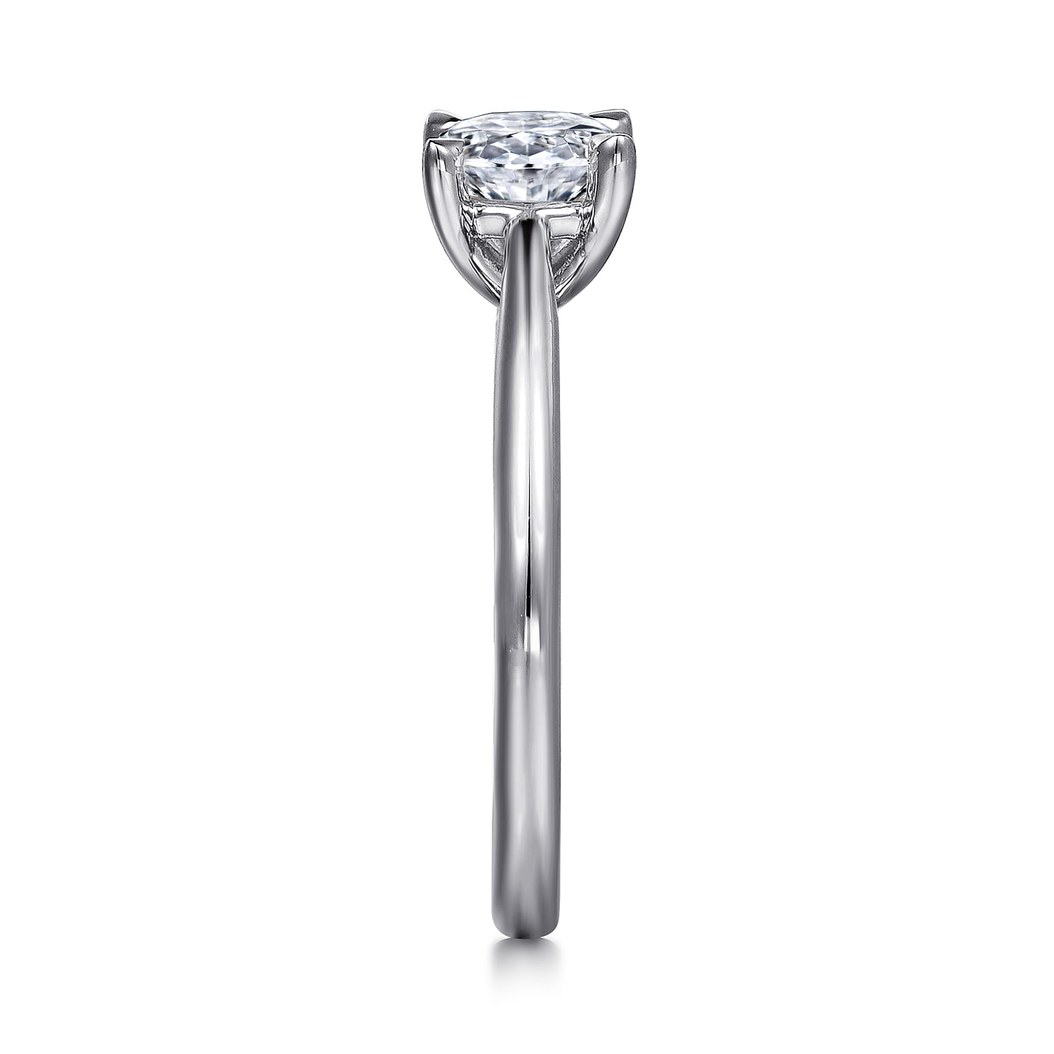 Bambi - 14K White Gold Oval Solitaire Diamond Engagement Ring - Shot 5