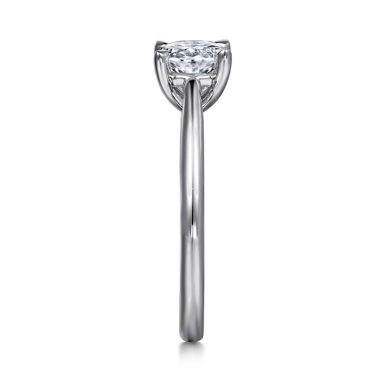 Bambi - 14K White Gold Oval Solitaire Diamond Engagement Ring - Shot 5