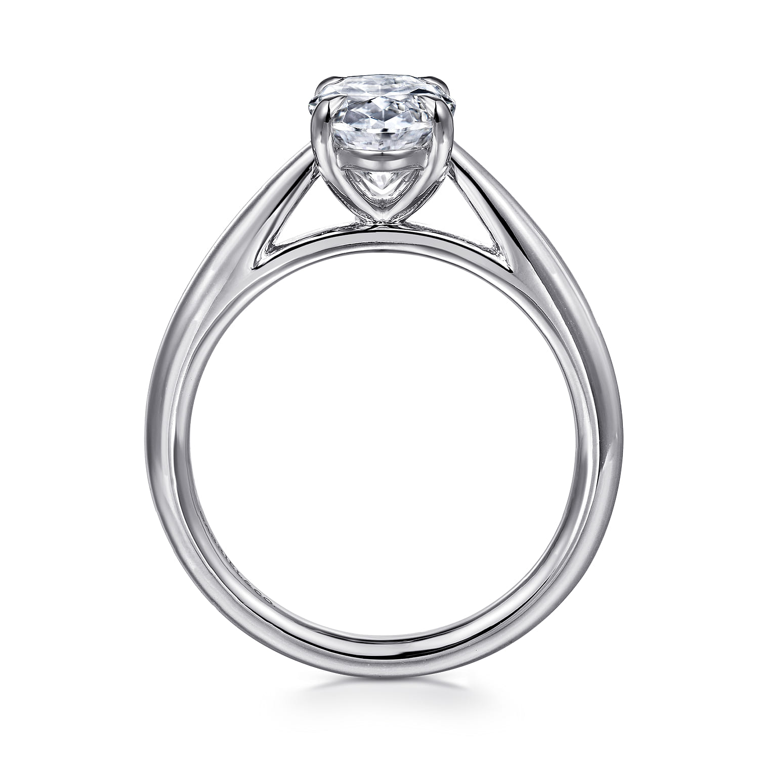Bambi - 14K White Gold Oval Solitaire Diamond Engagement Ring - Shot 2