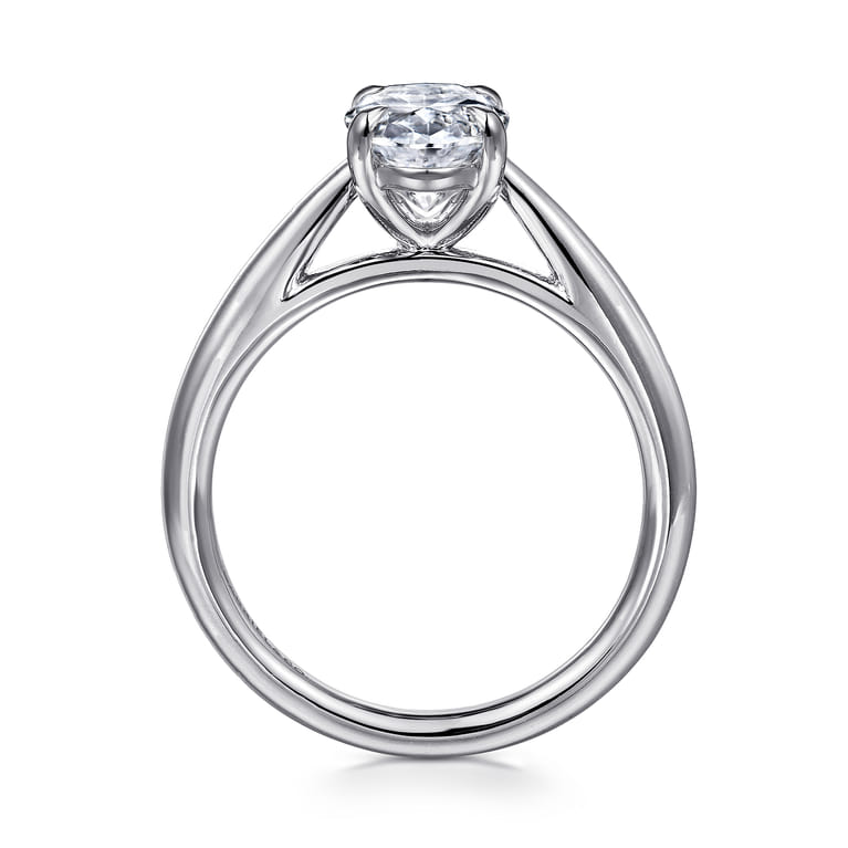 Bambi - 14K White Gold Oval Solitaire Diamond Engagement Ring - Shot 2