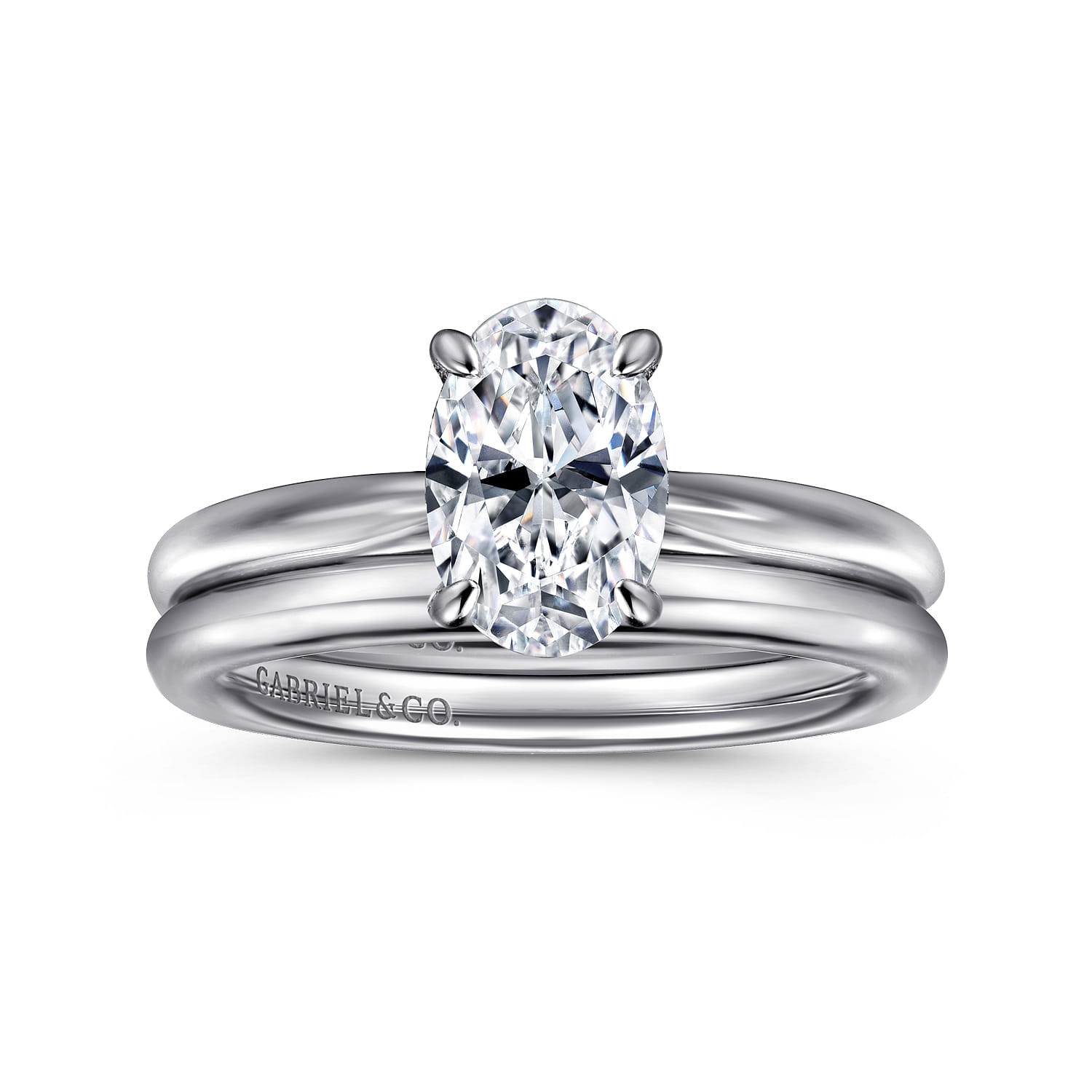 Bambi - 14K White Gold Oval Solitaire Diamond Engagement Ring - Shot 4