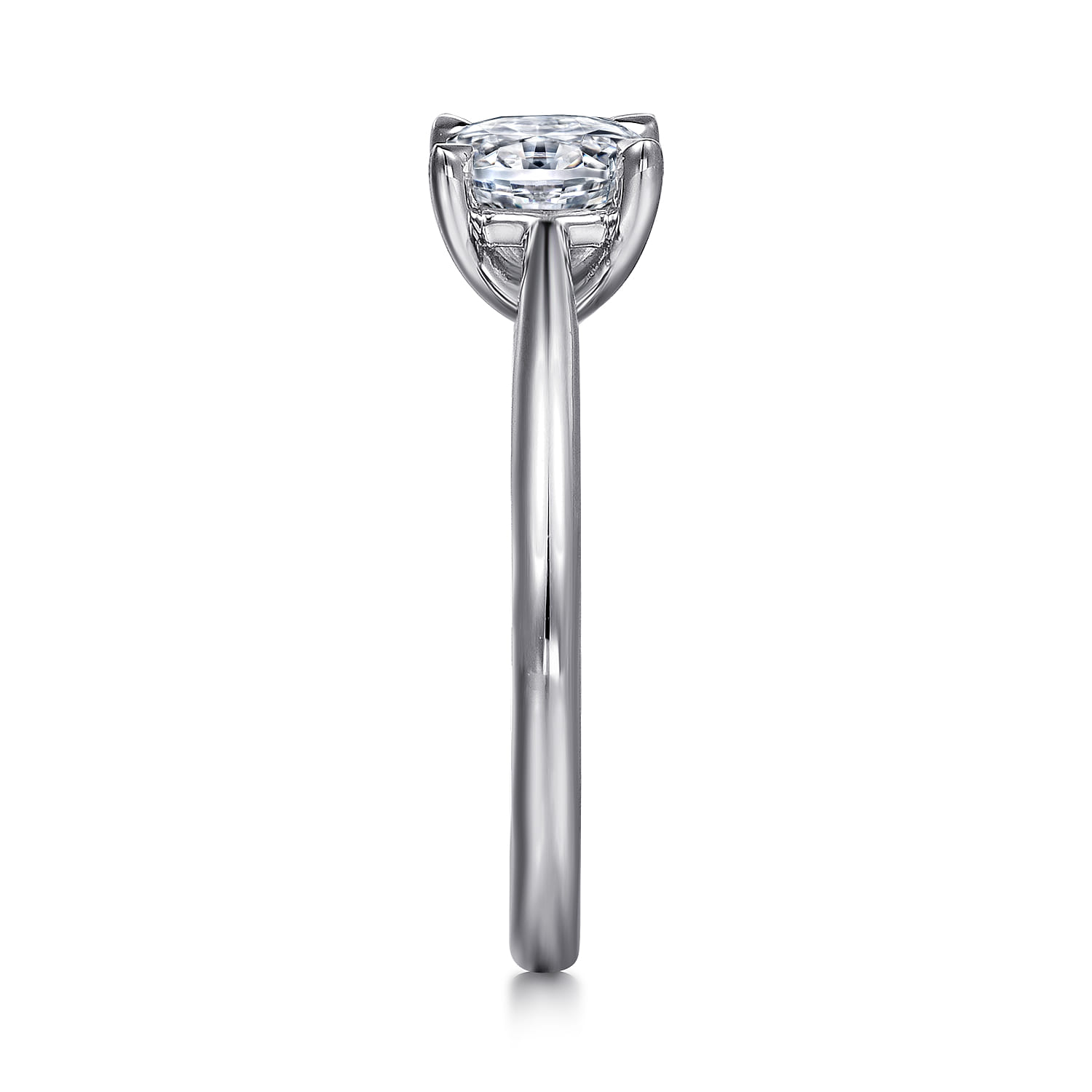 Bambi - 14K White Gold Oval Solitaire Diamond Engagement Ring - Shot 5