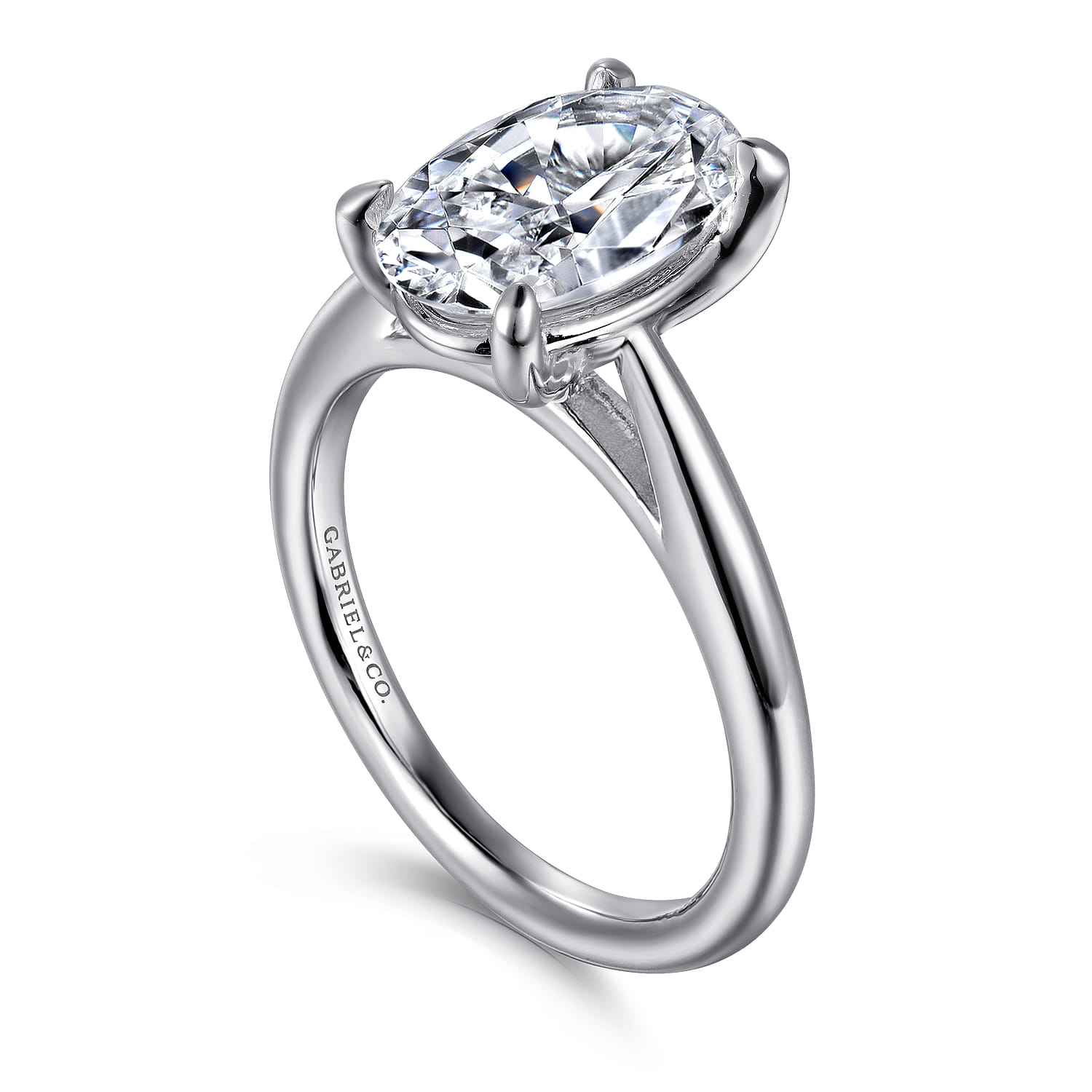Bambi - 14K White Gold Oval Diamond Engagement Ring - Shot 3