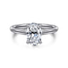 Anne - 14K White Gold Oval Solitaire Diamond Engagement Ring