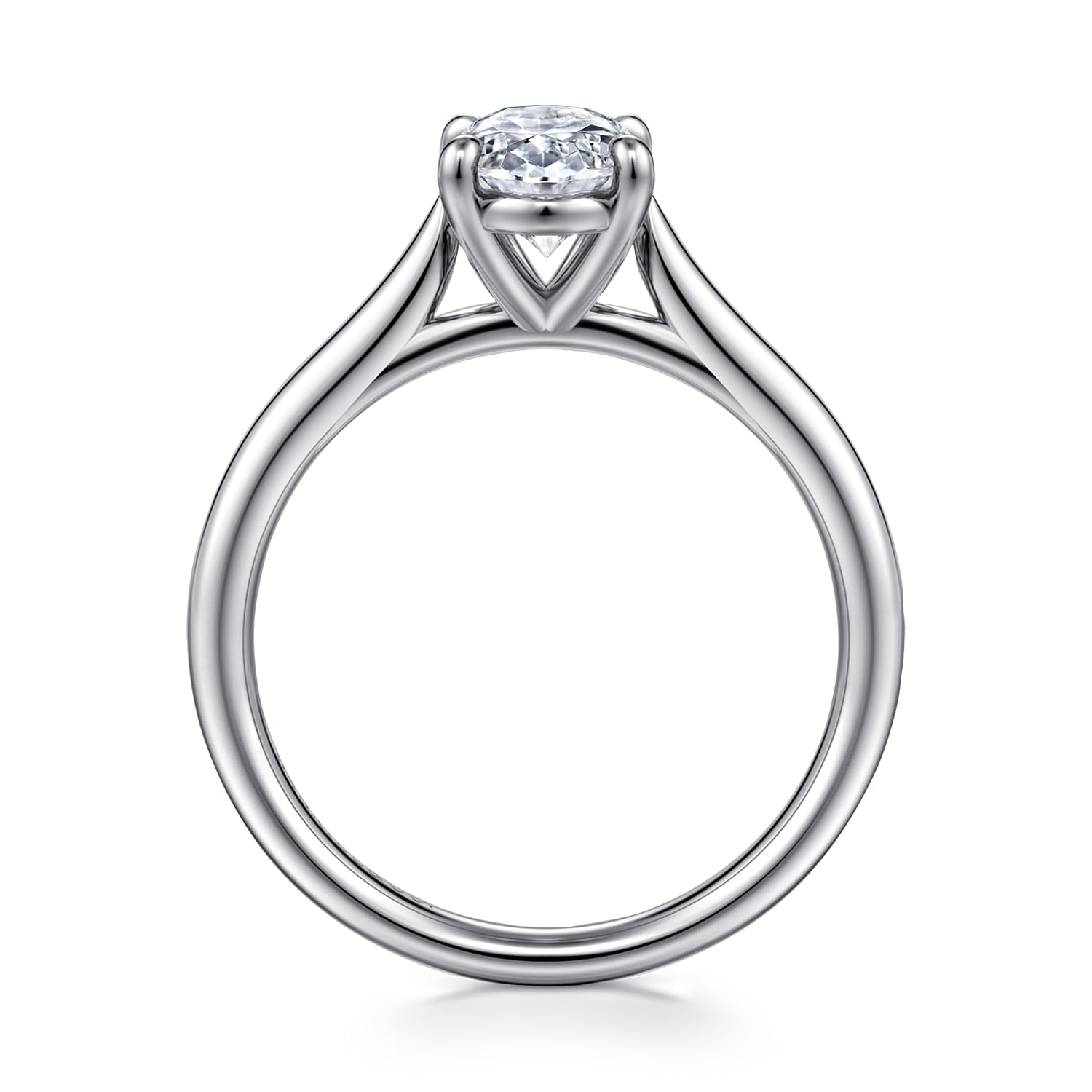 Anne - 14K White Gold Oval Solitaire Diamond Engagement Ring - Shot 2