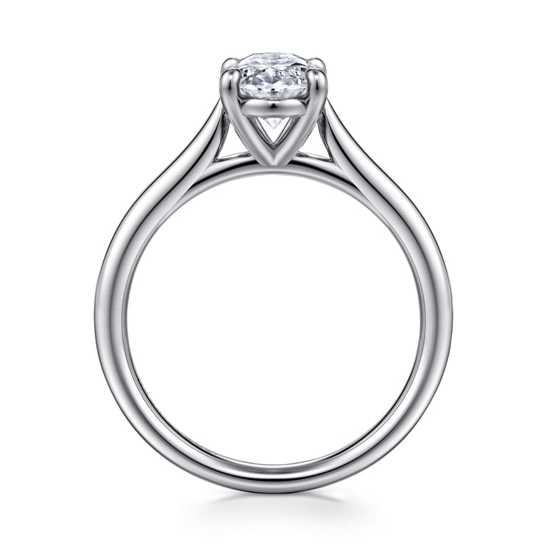 Anne - 14K White Gold Oval Solitaire Diamond Engagement Ring - Shot 2