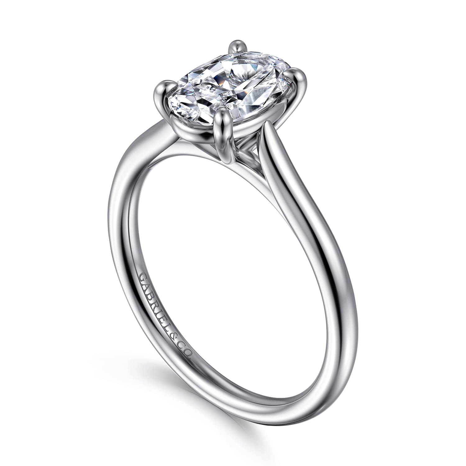 Anne - 14K White Gold Oval Solitaire Diamond Engagement Ring - Shot 3