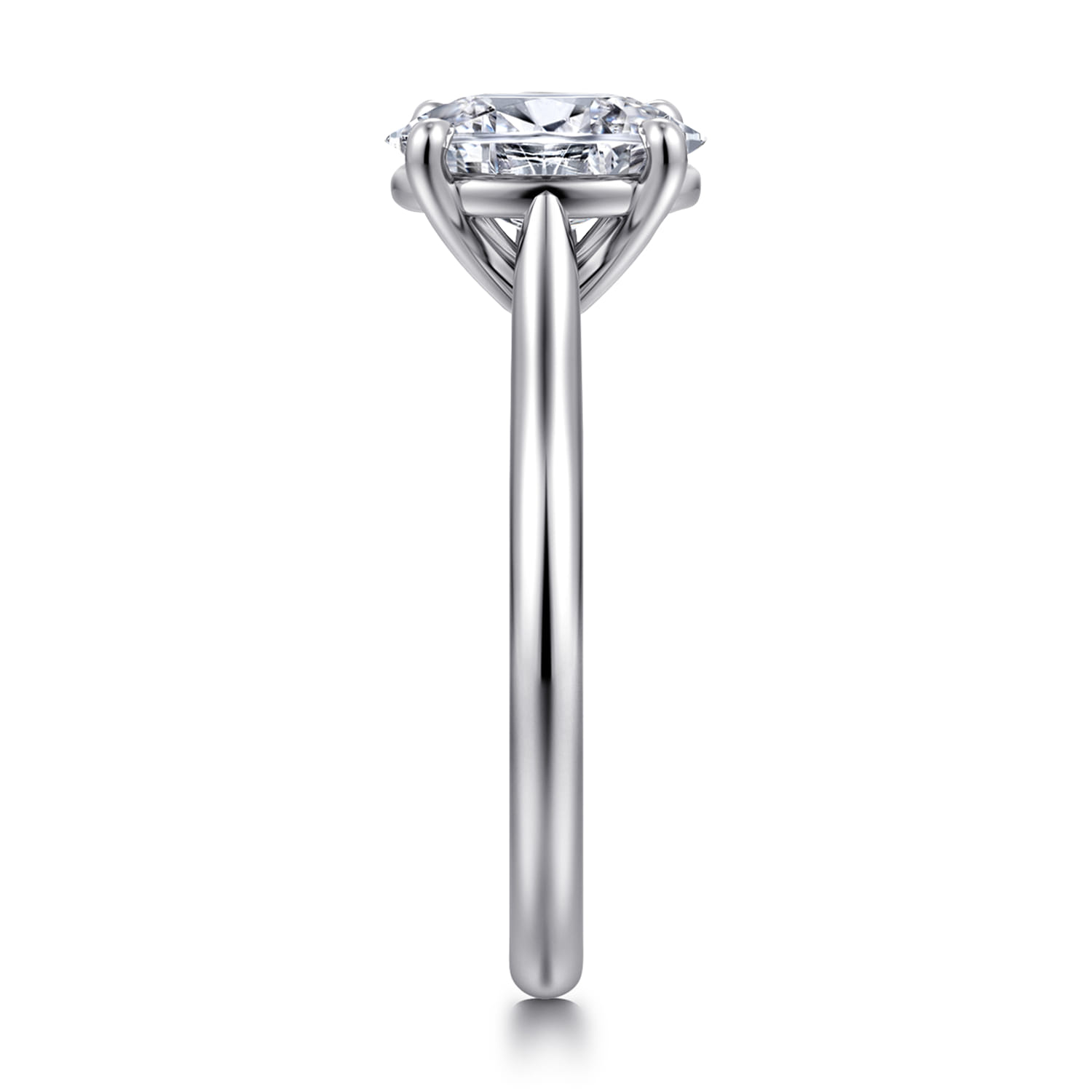 Anne - 14K White Gold Oval Solitaire Diamond Engagement Ring - Shot 4