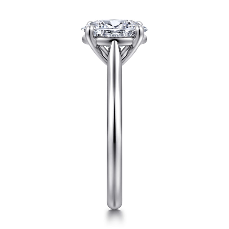 Anne - 14K White Gold Oval Solitaire Diamond Engagement Ring - Shot 4