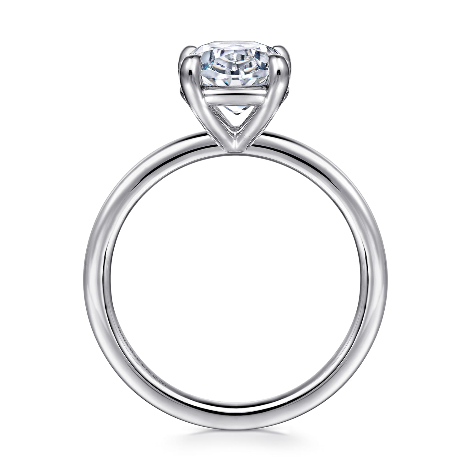 Azura - 14K White Gold Oval Solitaire Diamond Engagement Ring - Shot 2