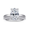 Azura - 14K White Gold Oval Solitaire Diamond Engagement Ring