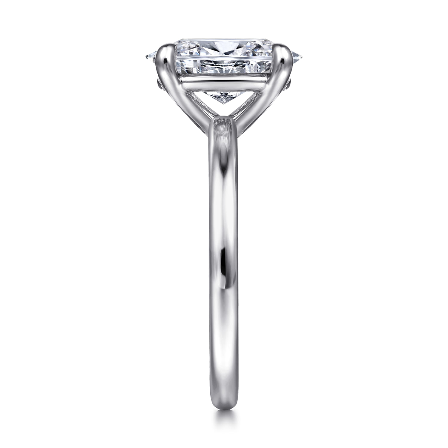 Azura - 14K White Gold Oval Solitaire Diamond Engagement Ring - Shot 5
