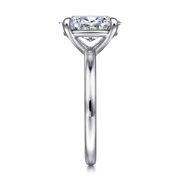 Azura - 14K White Gold Oval Solitaire Diamond Engagement Ring - Shot 5